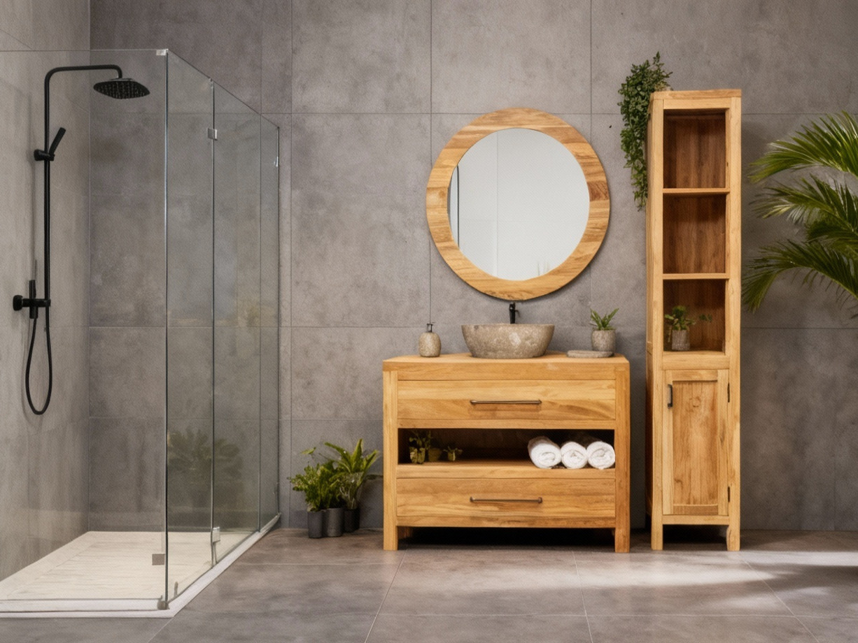 Foto Waarom teakhout wél werkt in de badkamer FotoWaarom teakhout wél werkt in de badkamer